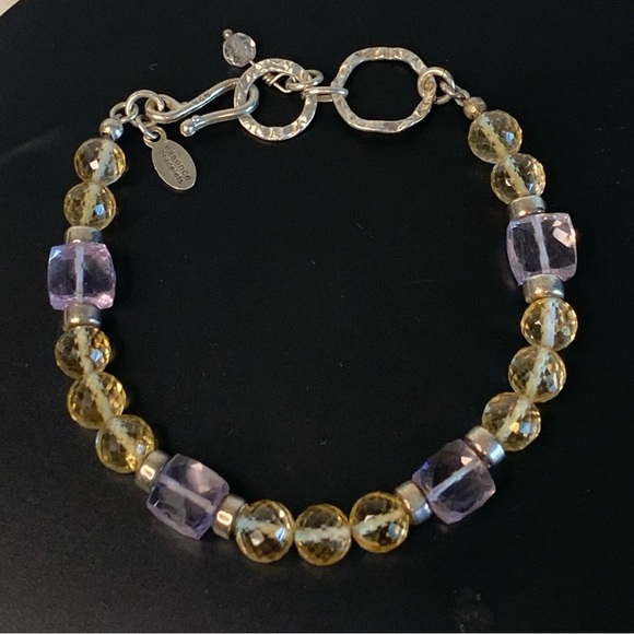 Chic Gold and Purple Beaded Bracelet - Picture 3 of 4